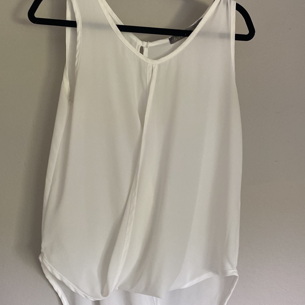 Ivory Flowy Crepe Drape Top Sise L
